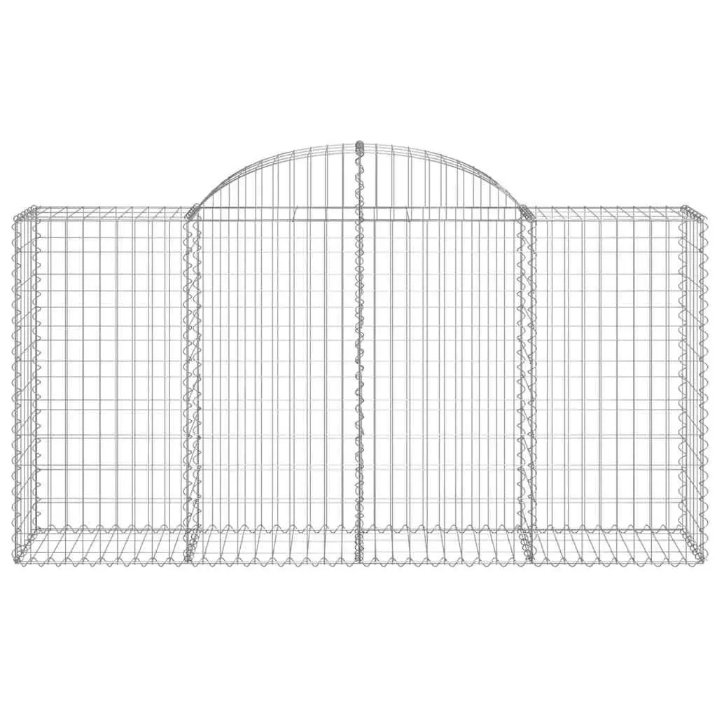 8 Piece Garden Barrier Arched Gabion Baskets Galvanised Iron Silver Durable Outdoor Retaining Wall Decorative Structure