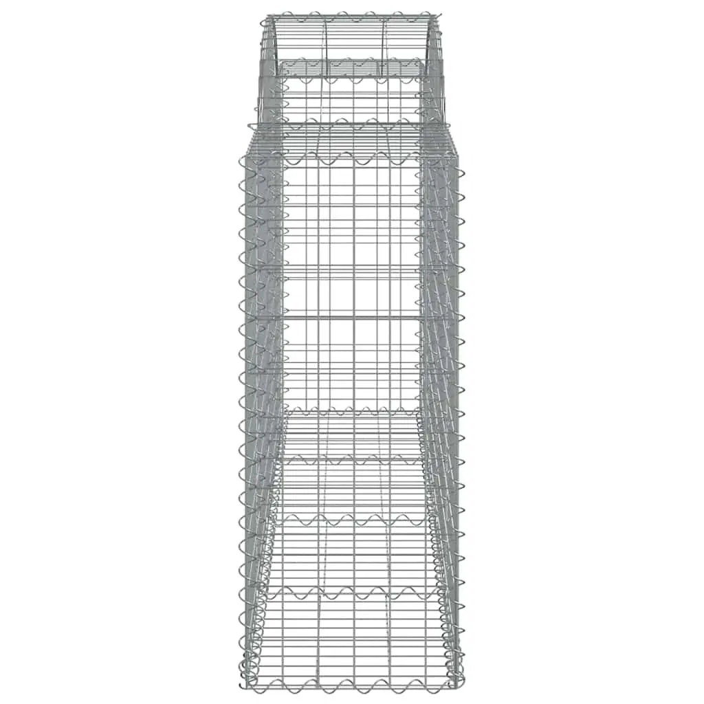 8 Piece Garden Barrier Arched Gabion Baskets Galvanised Iron Silver Durable Outdoor Retaining Wall Decorative Structure