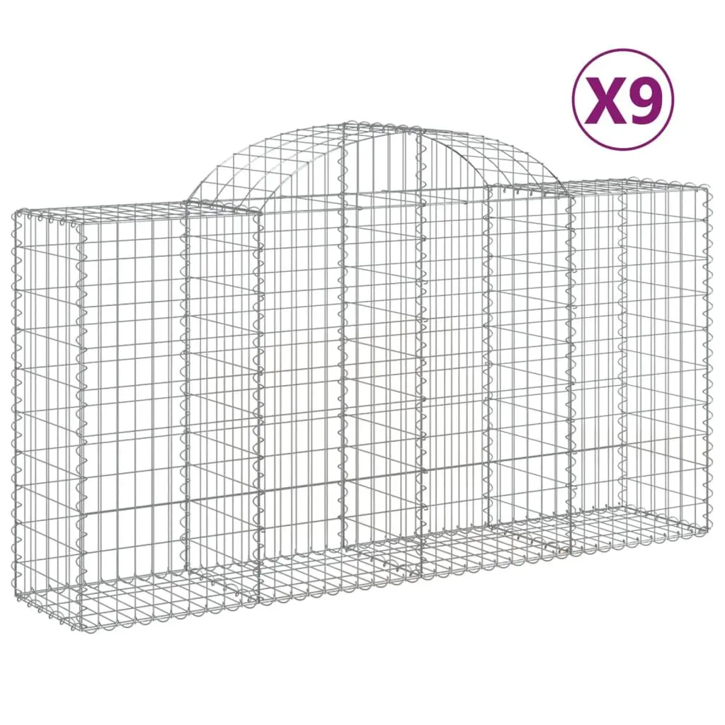 Arched Gabion Baskets 9pcs Garden Barrier Decorative Retaining Wall Outdoor