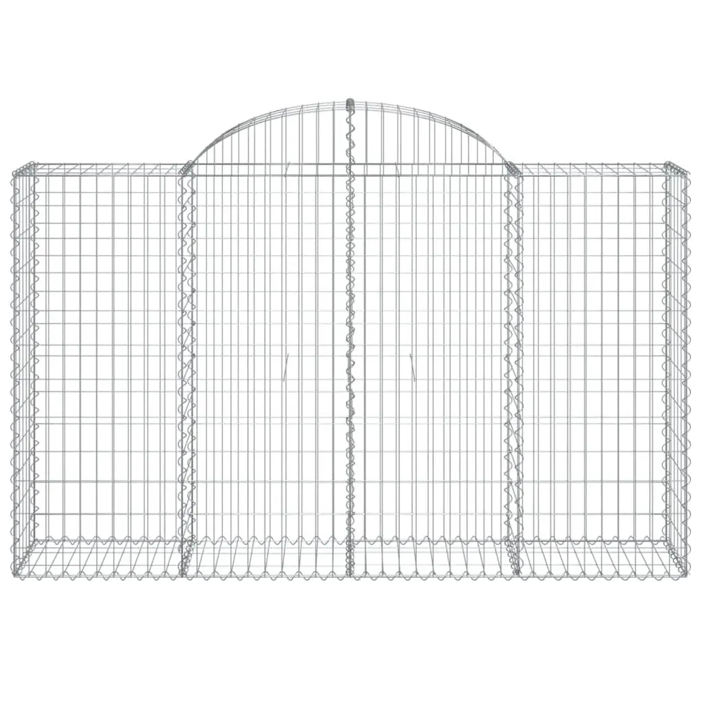 Arched Gabion Baskets Silver Galvanised Iron 200x50x120140cm 2 Piece Decorative Garden Barrier Outdoor