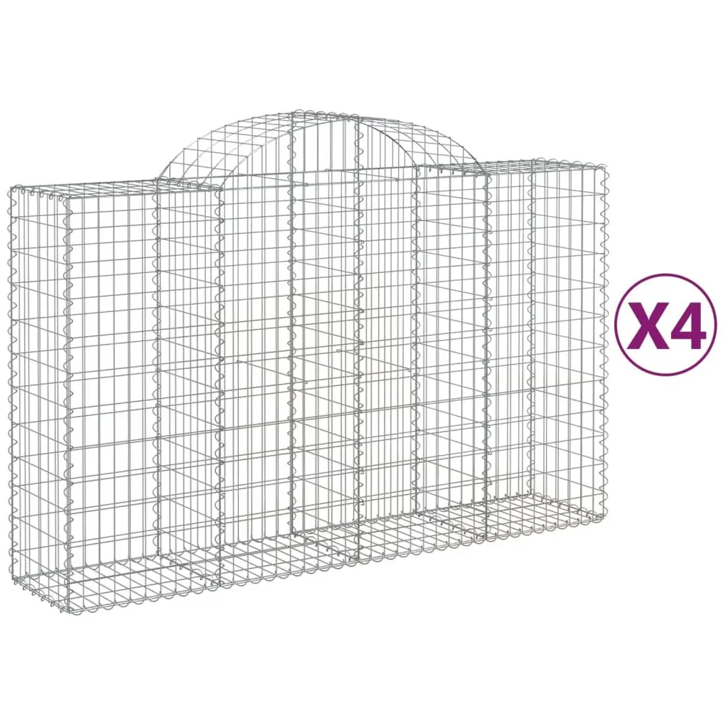Arched Gabion Baskets 4 pcs Garden Barrier Retaining Wall Decorative Outdoor
