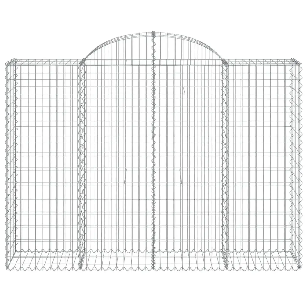 Gabion Baskets Arched Galvanised Iron 200 x 50 x 140/160 cm Silver 2 Piece Garden Retaining Wall Barrier Decorative Outdoor