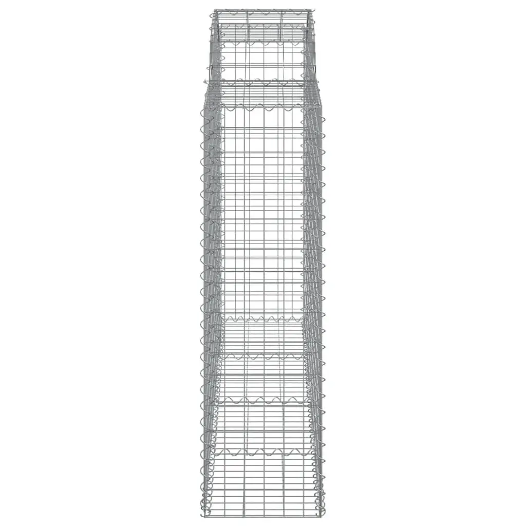 Gabion Baskets Arched Galvanised Iron 200 x 50 x 140/160 cm Silver 2 Piece Garden Retaining Wall Barrier Decorative Outdoor