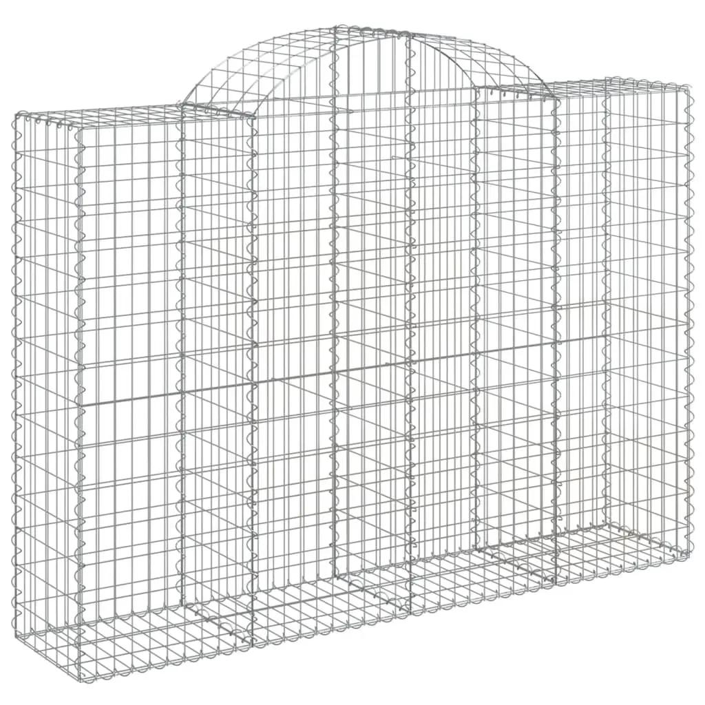 Decorative Arched Gabion Baskets Silver Galvanised Iron Garden Barrier 3 Piece Outdoor Retaining Wall Cage