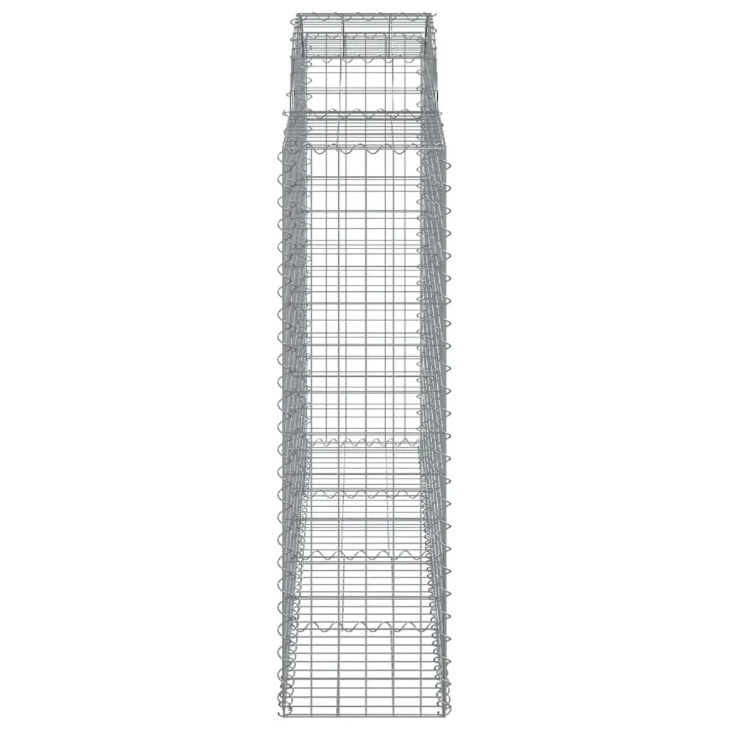 Decorative Arched Gabion Baskets Silver Galvanised Iron Garden Barrier 3 Piece Outdoor Retaining Wall Cage