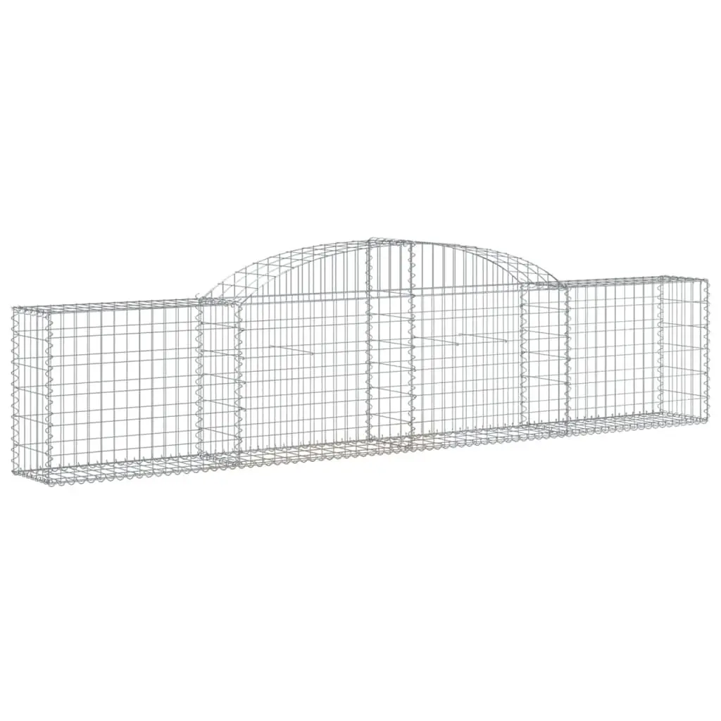 Arched Gabion Baskets Galvanised Iron 300 x 30 x 60/80 cm Silver 2pcs Garden Barrier Retaining Wall Decorative Outdoor