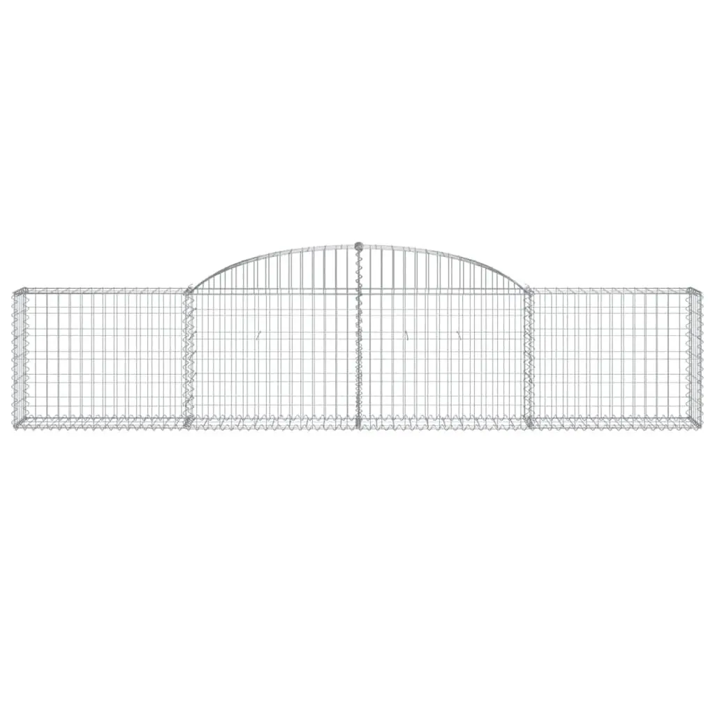 Arched Gabion Baskets Galvanised Iron 300 x 30 x 60/80 cm Silver 2pcs Garden Barrier Retaining Wall Decorative Outdoor