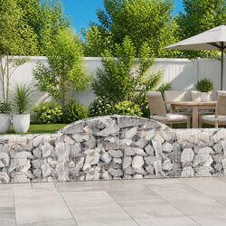Arched Gabion Baskets 3 pcs Decorative Garden Barrier Retaining Wall Outdoor