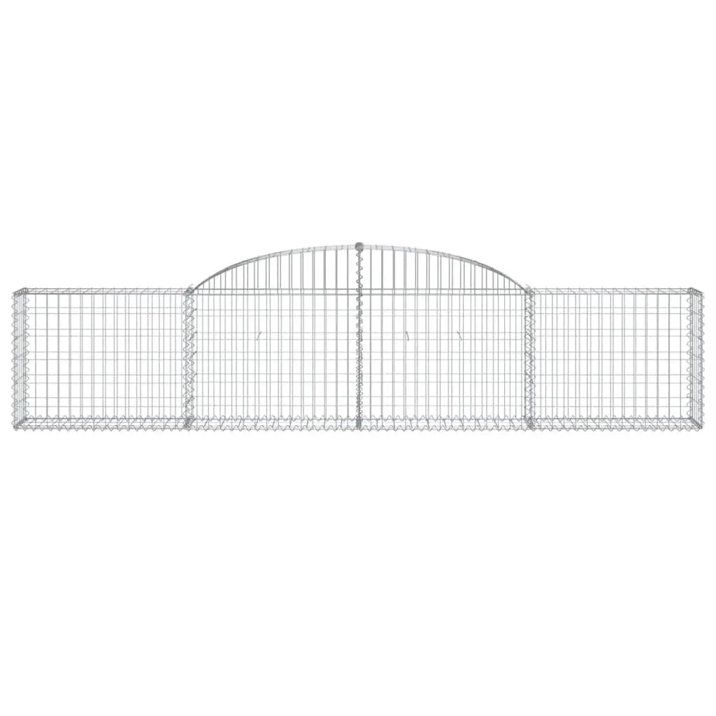Arched Gabion Baskets Galvanised Iron 300 x 30 x 60/80 cm Silver 3 Piece Decorative Garden Barrier Retaining Wall Outdoor