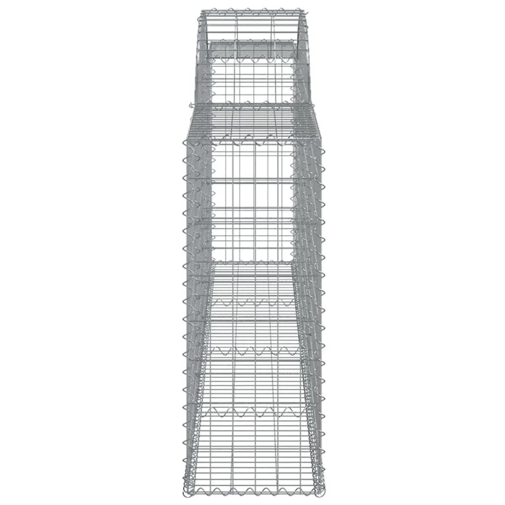 Arched Garden Baskets Silver Galvanised Iron 300x30x80/100cm 2 Pack Retaining Wall Barrier