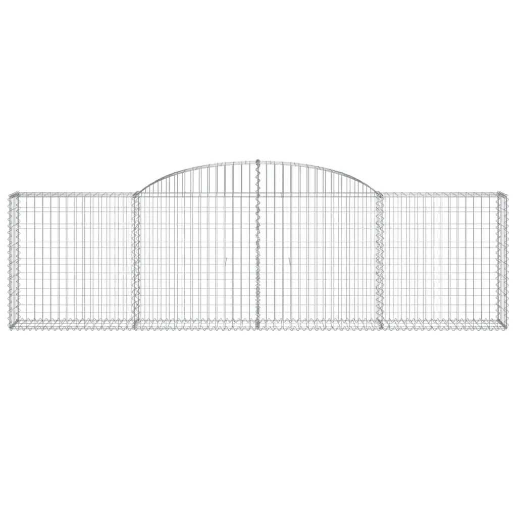 Arched Garden Barrier Baskets Galvanized Iron 300x30x80/100cm Silver 3 Piece Retaining Wall Cage