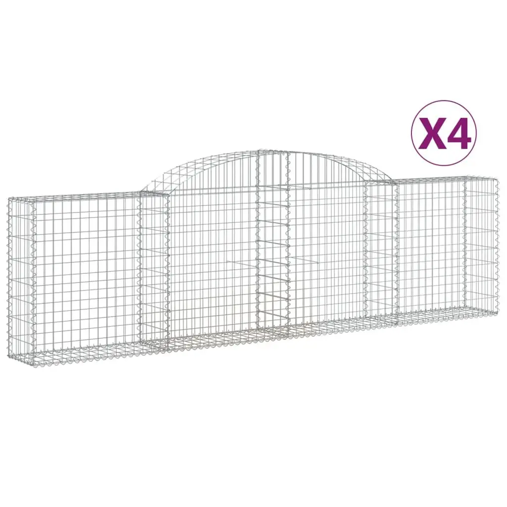 Arched Gabion Baskets 4 pcs 300x30x80/100 cm Garden Retaining Wall Barrier