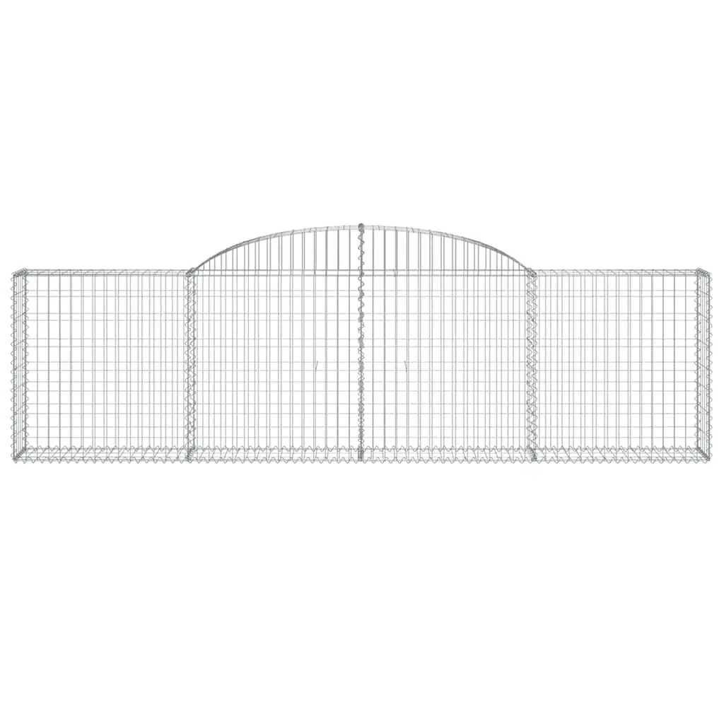 Gabion Baskets 5 Piece Silver Galvanised Iron Arched Garden Barrier Decorative Retaining Wall Outdoor 300x30x80 100cm