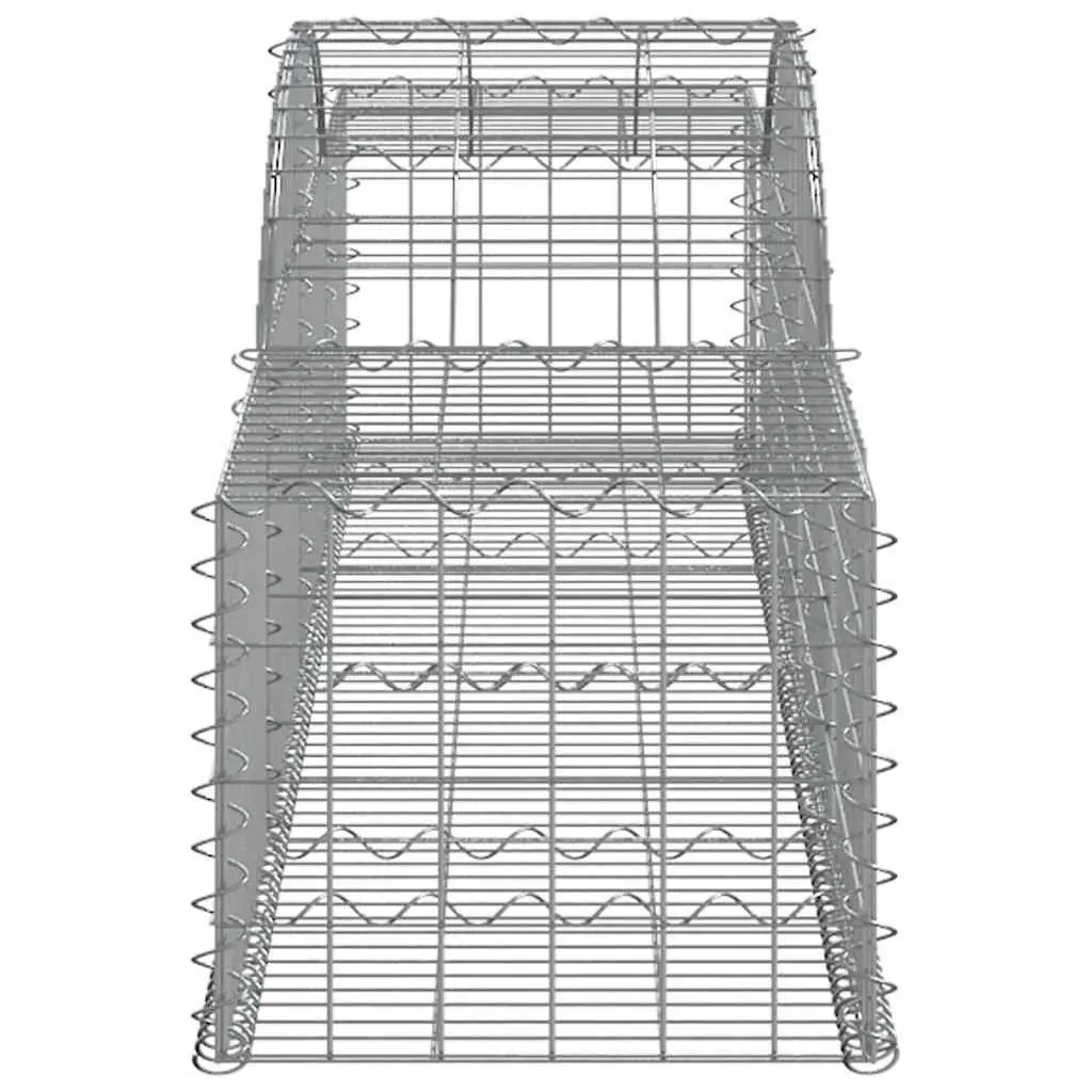 Arched Gabion Baskets Set 2 pcs Garden Retaining Wall Barrier Decorative Outdoor