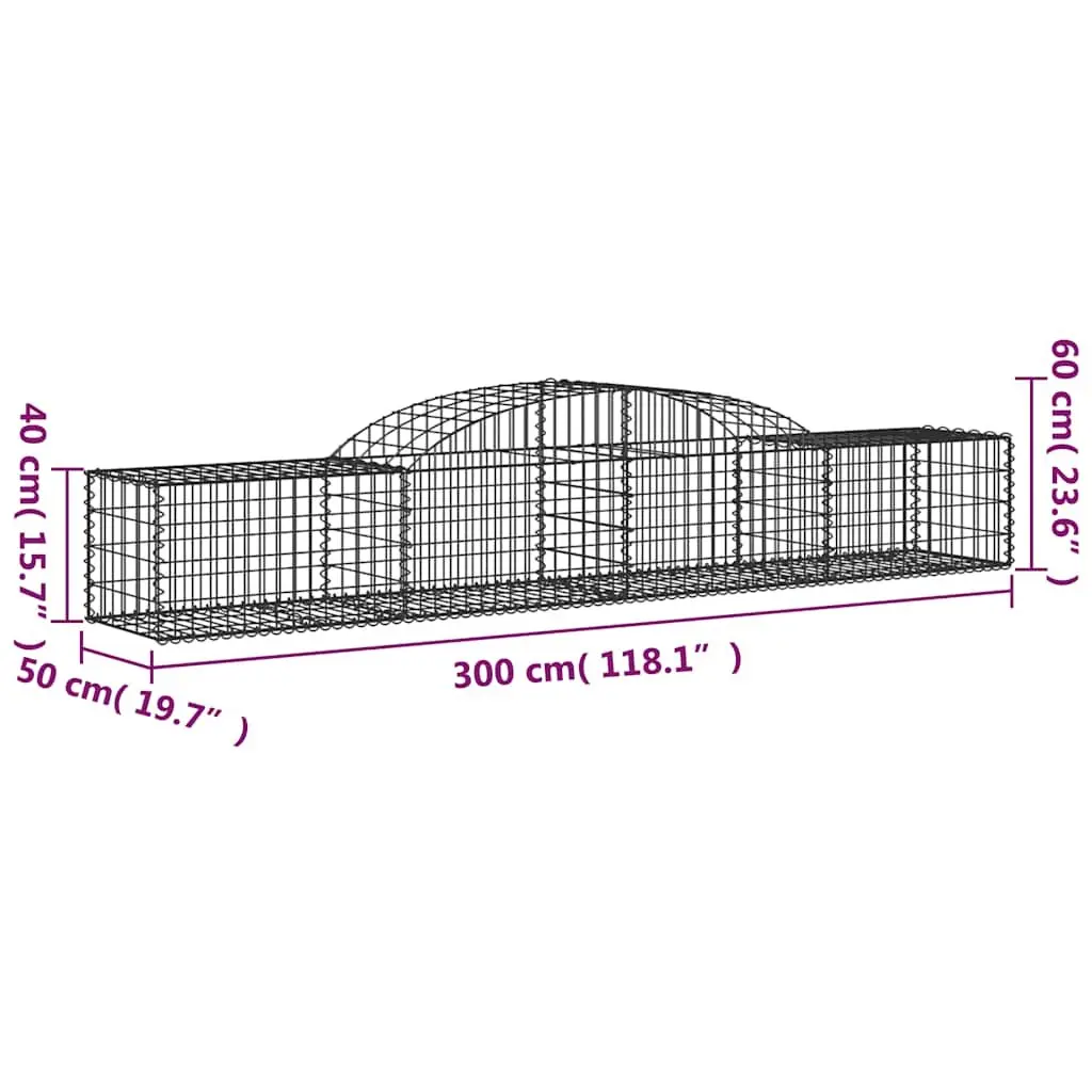 Arched Gabion Baskets Set 2 pcs Garden Retaining Wall Barrier Decorative Outdoor