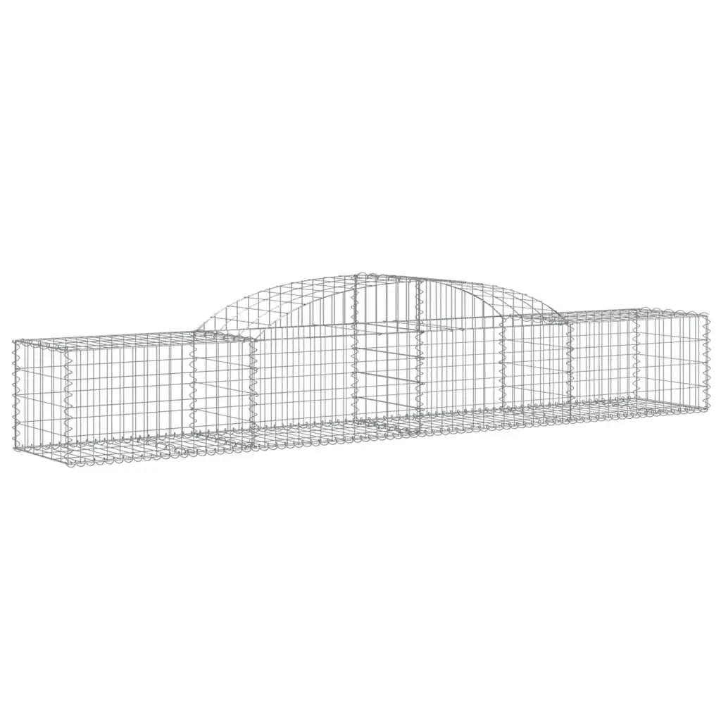 Set of 3 Arched Gabion Baskets Decorative Garden Barrier Retaining Wall Silver Galvanised Iron 300x50x4060cm Outdoor