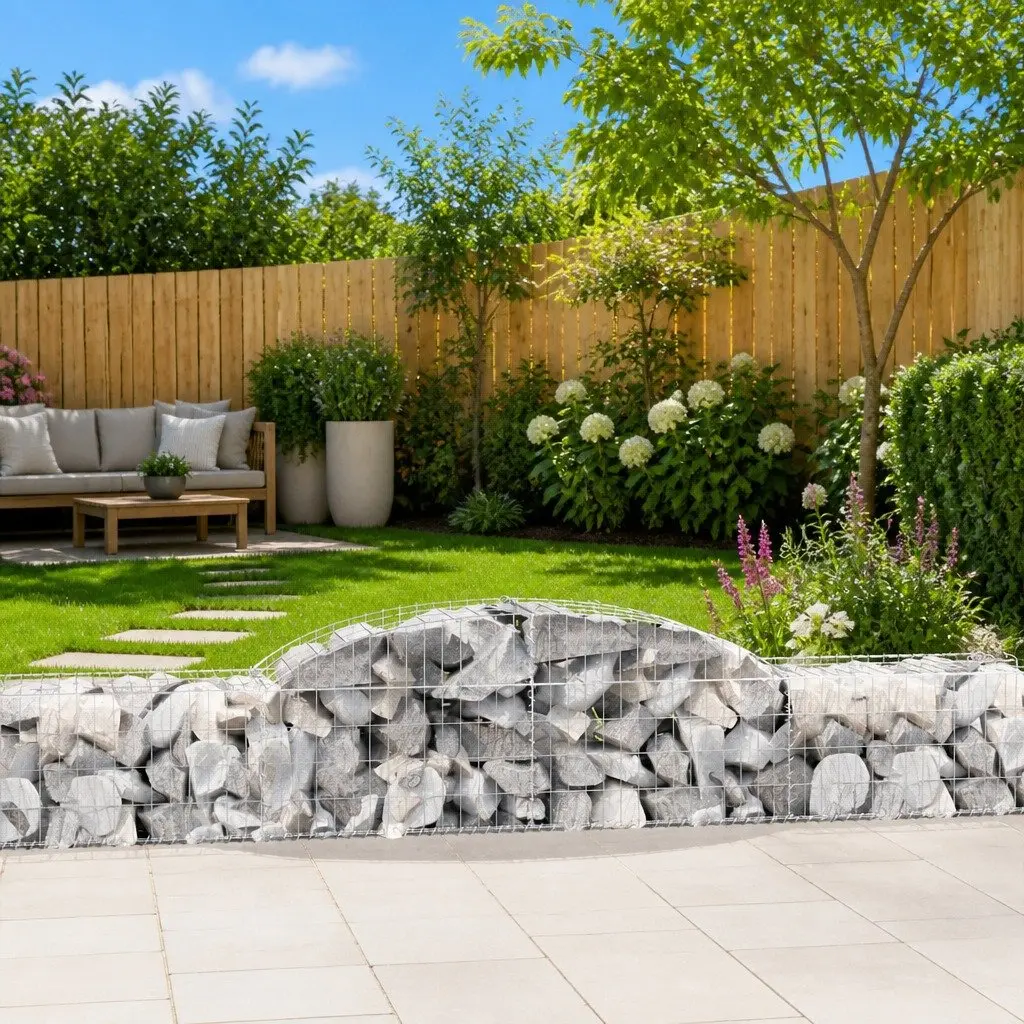 Arched Gabion Baskets Galvanised Iron 300x50x40/60 cm Silver Garden Retaining Wall Barrier