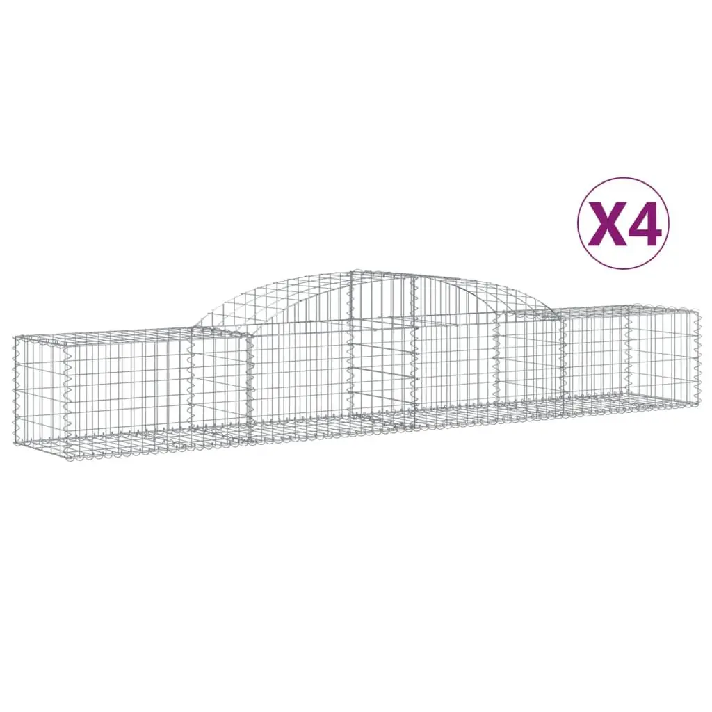 Arched Gabion Baskets Galvanised Iron 300x50x40/60 cm Silver Garden Retaining Wall Barrier