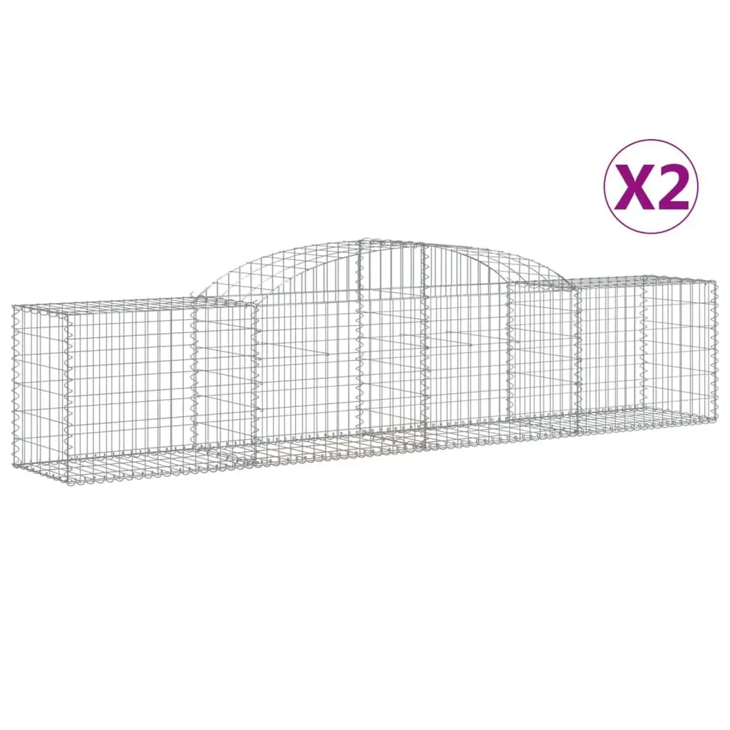 Arched Gabion Baskets 2 pcs Galvanised Iron Garden Barrier Retaining Wall