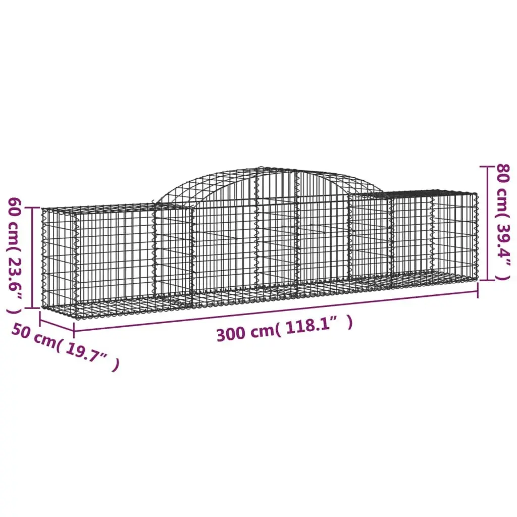 Arched Gabion Baskets 2 pcs Galvanised Iron Garden Barrier Retaining Wall