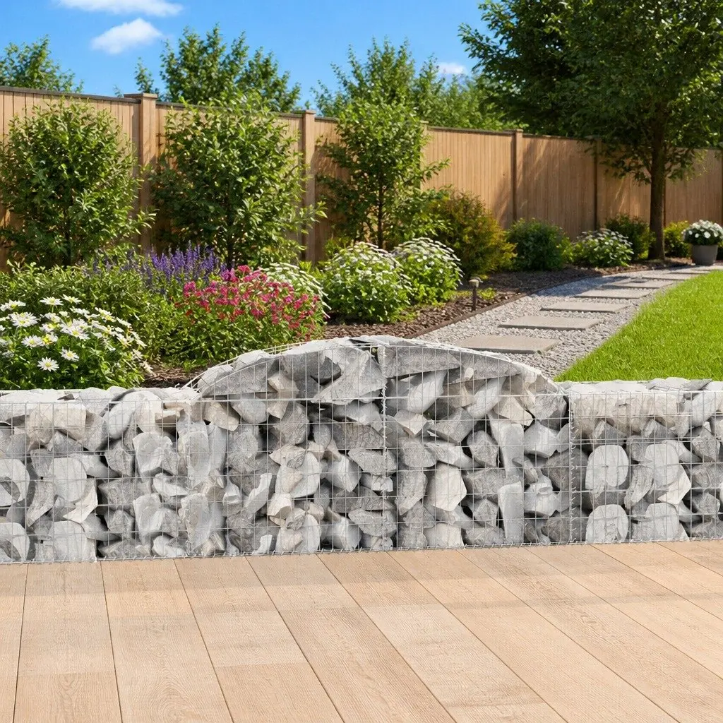 Arched Gabion Baskets 3 Piece Set Garden Barrier Decorative Retaining Wall