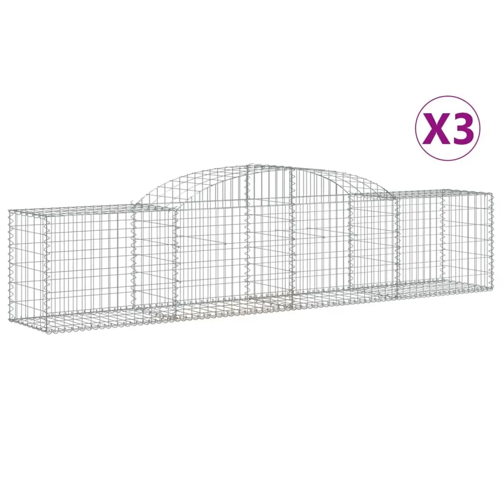 Arched Gabion Baskets 3 Piece Set Garden Barrier Decorative Retaining Wall