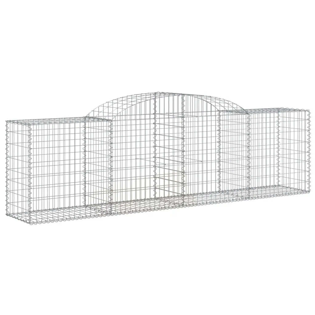 Arched Gabion Baskets Galvanised Iron 300x50x80/100cm Silver 2pcs Garden Barrier Decorative Retaining