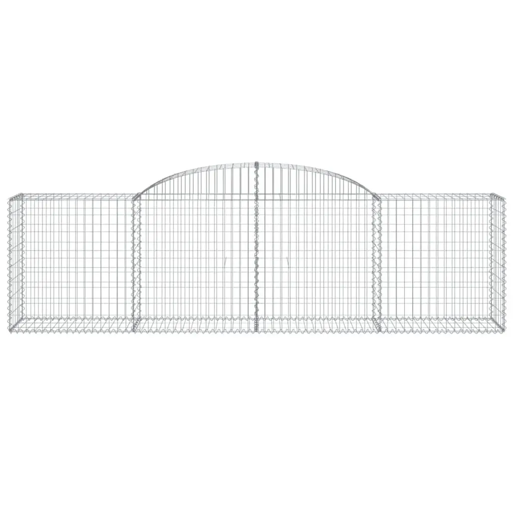 Arched Gabion Baskets Galvanised Iron 300x50x80/100cm Silver 2pcs Garden Barrier Decorative Retaining