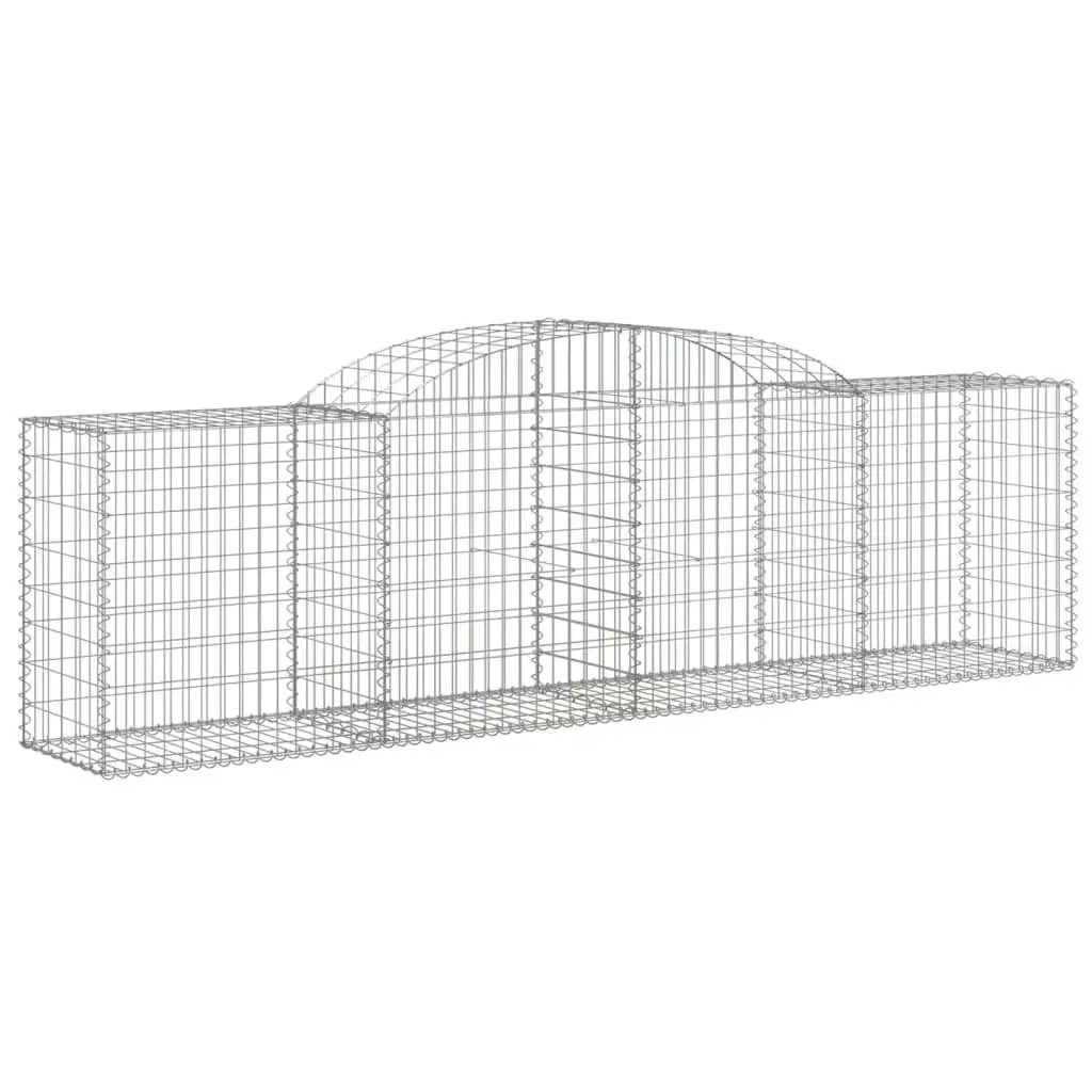 Arched Gabion Baskets Galvanised Iron 300 x 50 x 80/100 cm Silver 5 Pieces Garden Barrier Retaining Wall Decorative Outdoor