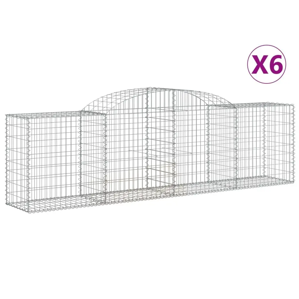 Arched Gabion Baskets 6 pcs Garden Barrier Retaining Wall Decorative Outdoor