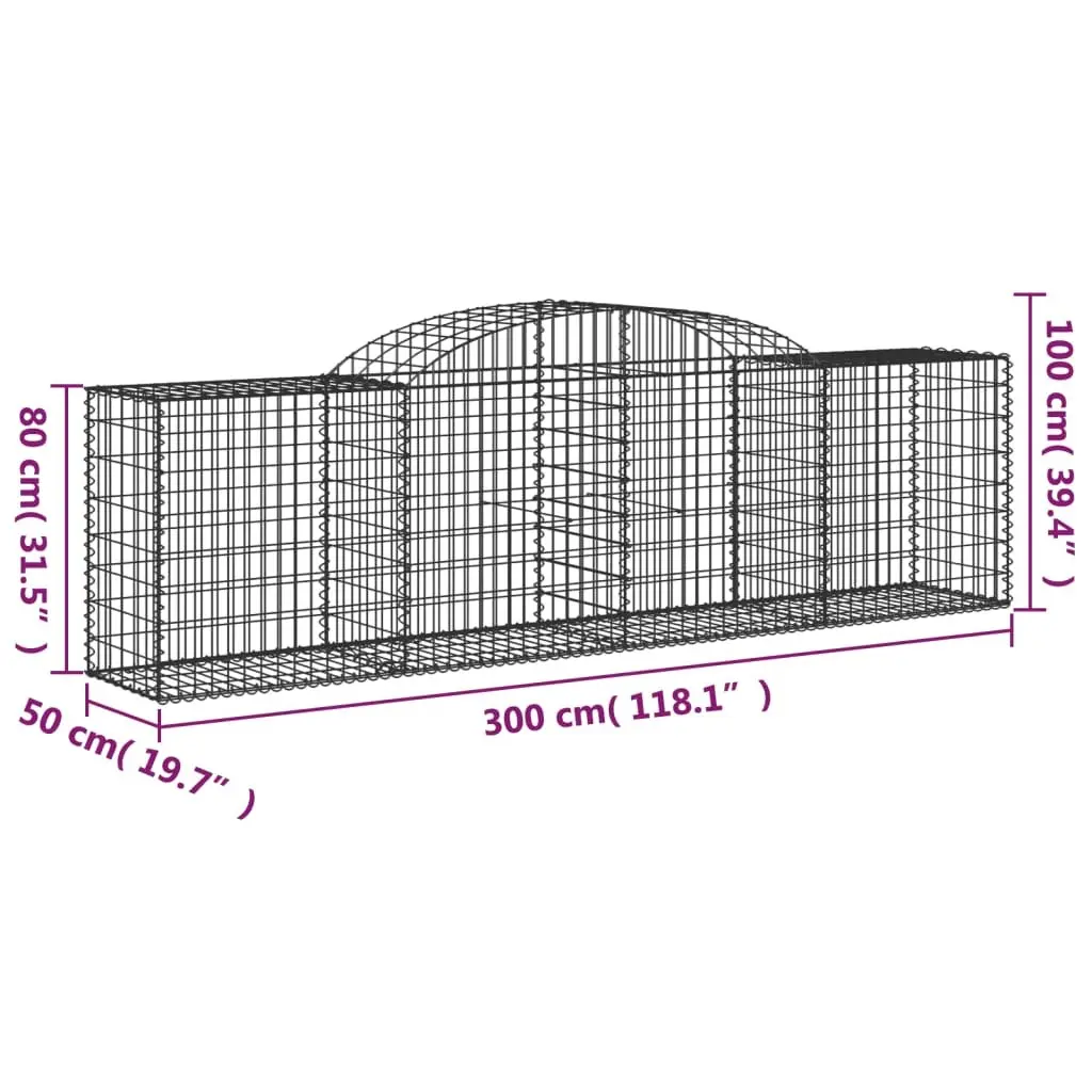Arched Gabion Baskets 6 pcs Garden Barrier Retaining Wall Decorative Outdoor