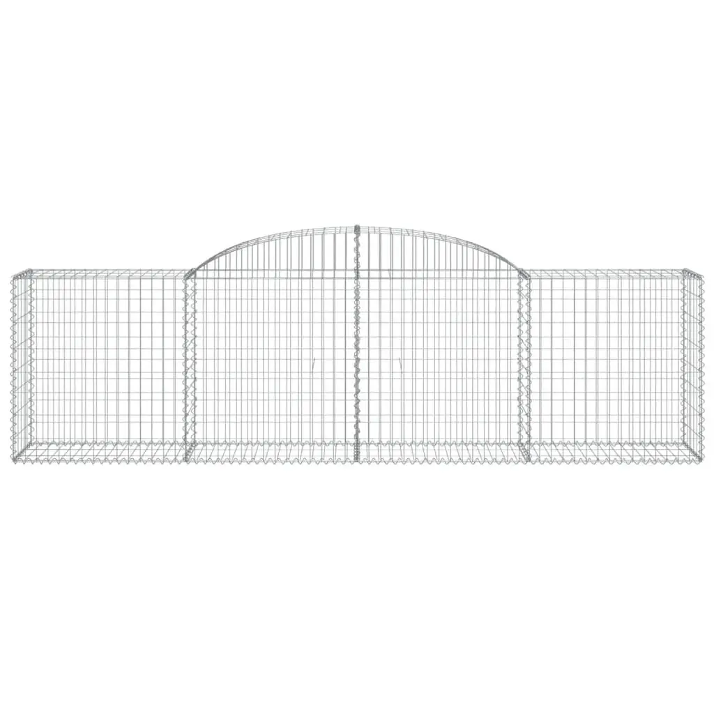 Arched Gabion Baskets Galvanised Iron 300 x 50 x 80/100 cm Silver 7 Piece