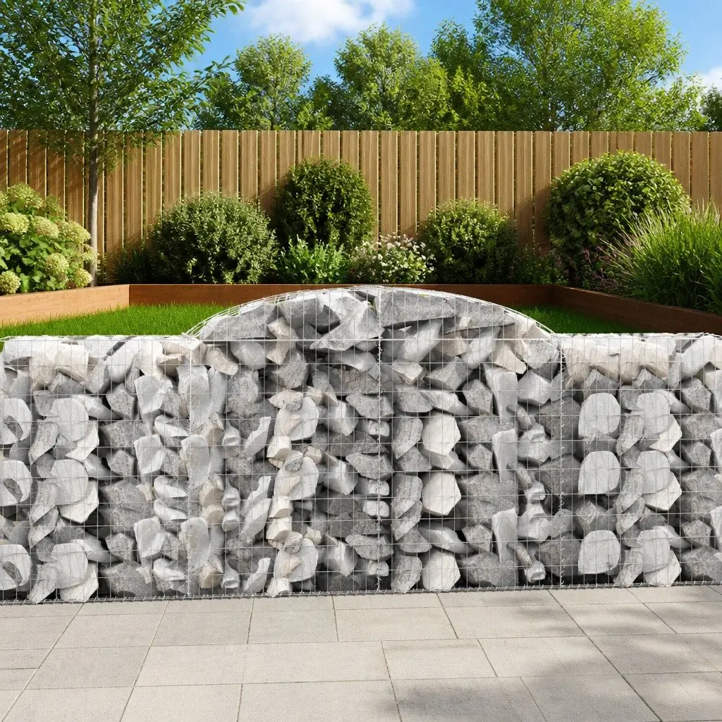 Arched Gabion Baskets 2 pcs 300x50x100/120 cm Garden Retaining Wall Barrier