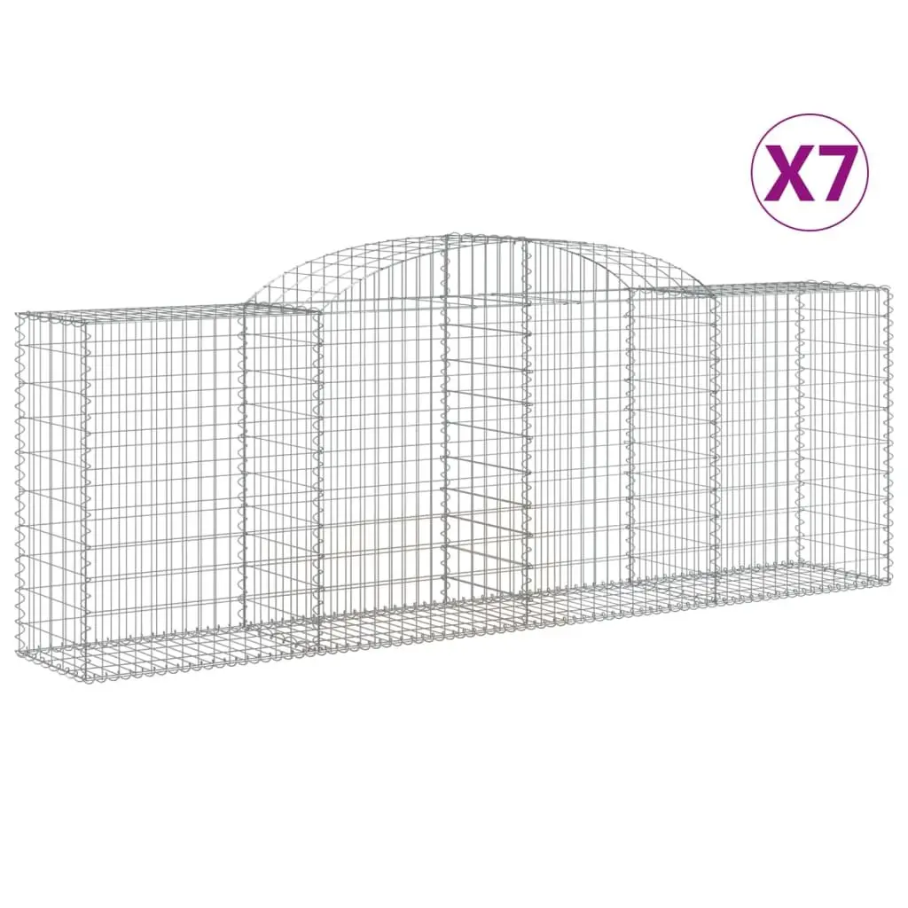 Arched Gabion Baskets Set Galvanised Iron 300 x 50 x 100120 cm Silver