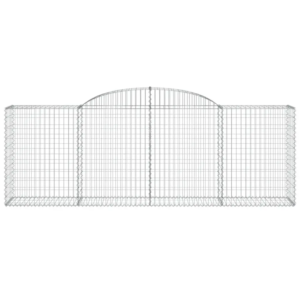 Gabion Baskets Arched Galvanised Iron 300 x 50 x 100120 cm Silver 9 Piece Garden Barrier Retaining Wall Outdoor Decoration