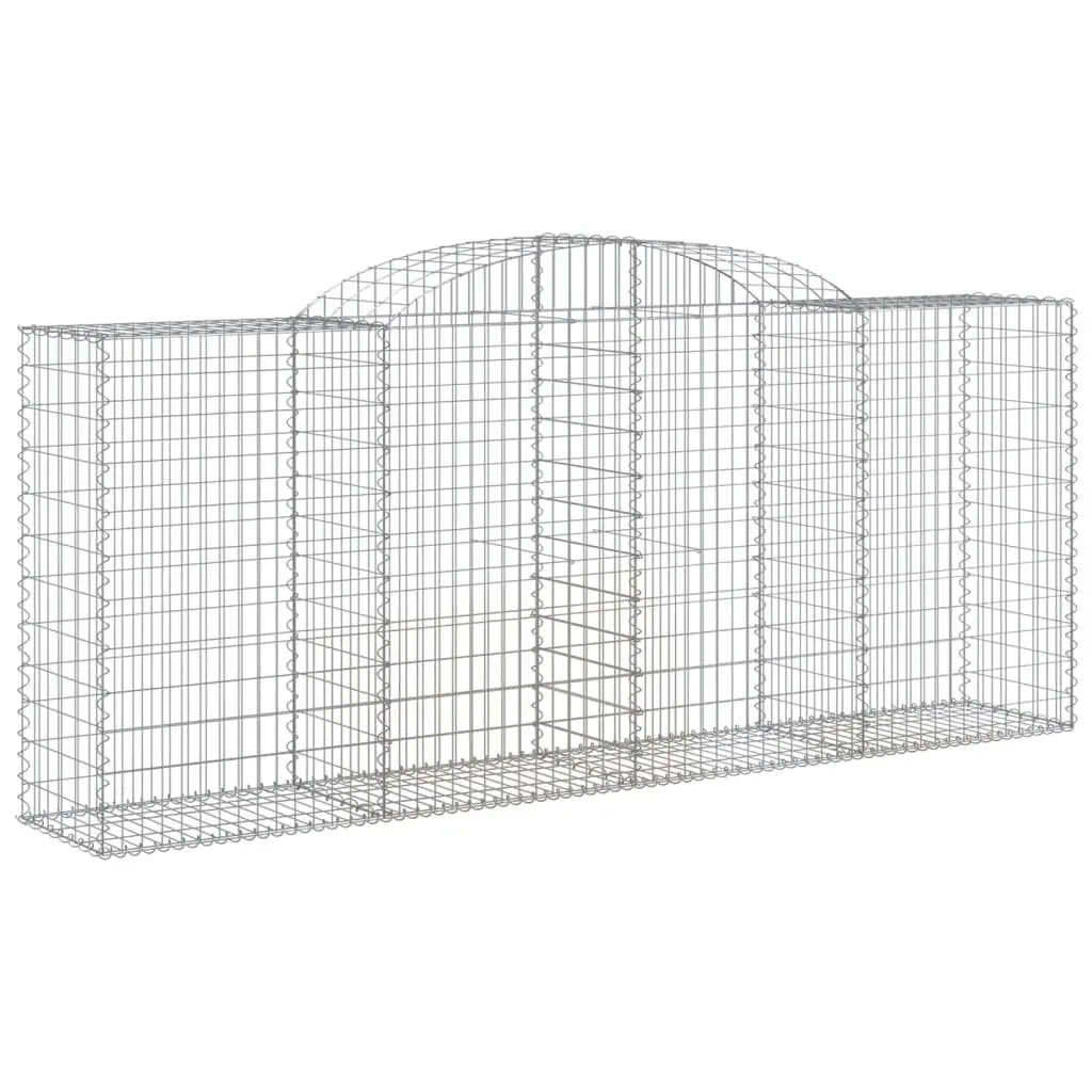 Gabion Baskets Arched Galvanised Iron 300x50x120/140 cm Silver 3 Piece Garden Barrier Retaining Wall Decorative Outdoor
