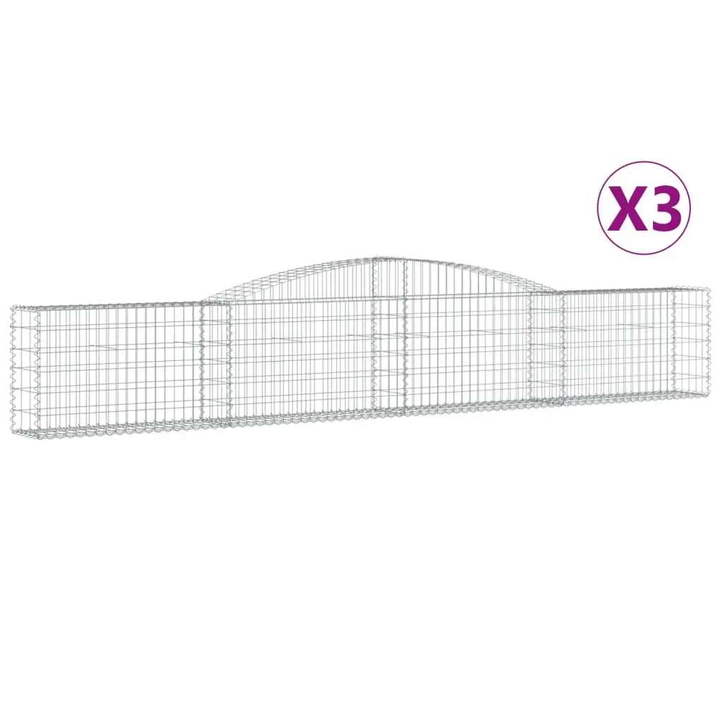 Arched Gabion Baskets 3 pcs 400x30x60/80 cm Silver Garden Retaining Wall Barrier