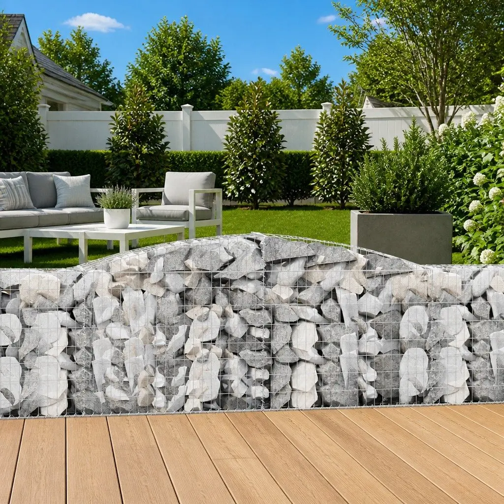 Gabion Baskets Arched Galvanised Iron 400x30x80/100 cm Silver 2 pcs Garden Barrier Retaining Wall