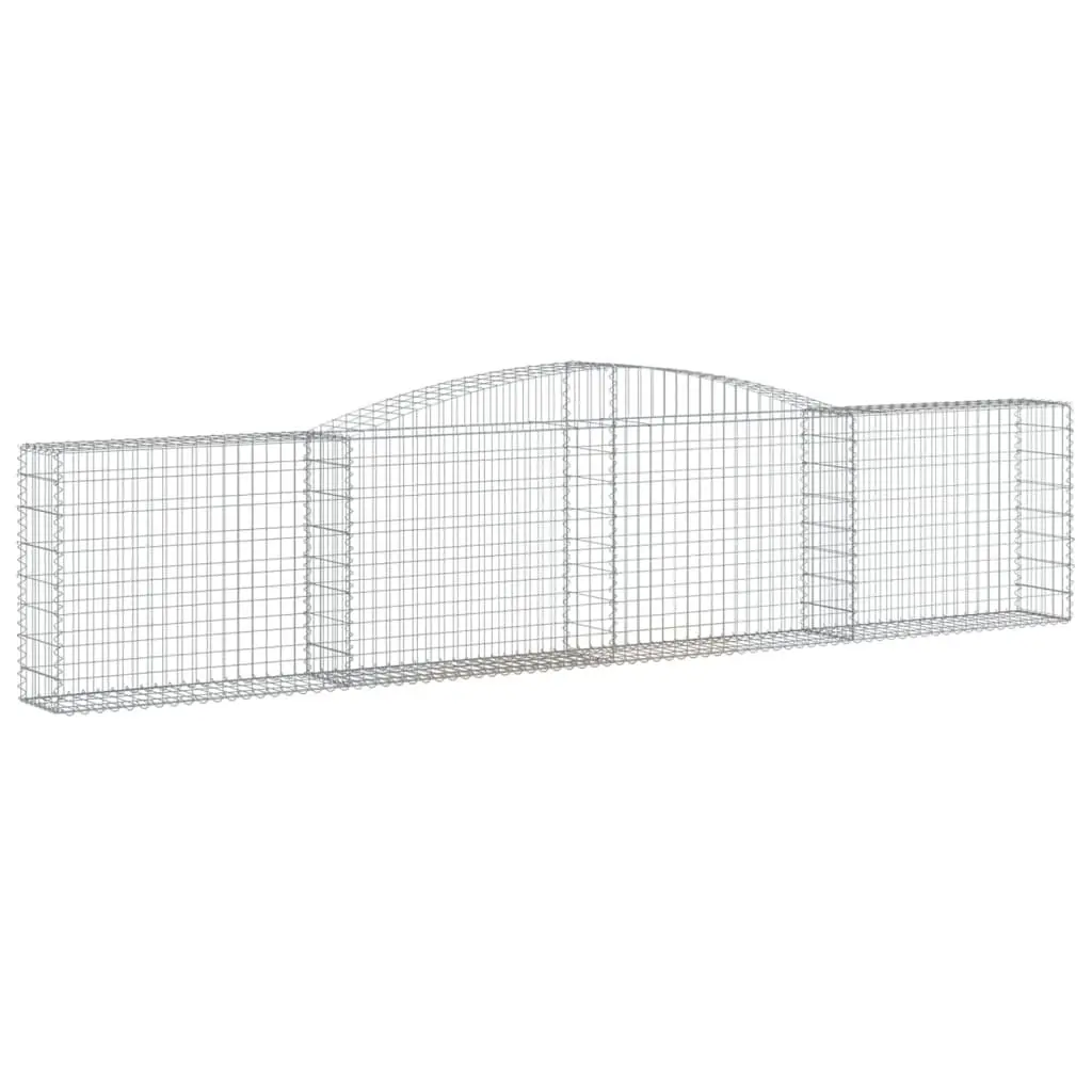 Gabion Baskets Arched Galvanised Iron 400x30x80/100 cm Silver 2 pcs Garden Barrier Retaining Wall