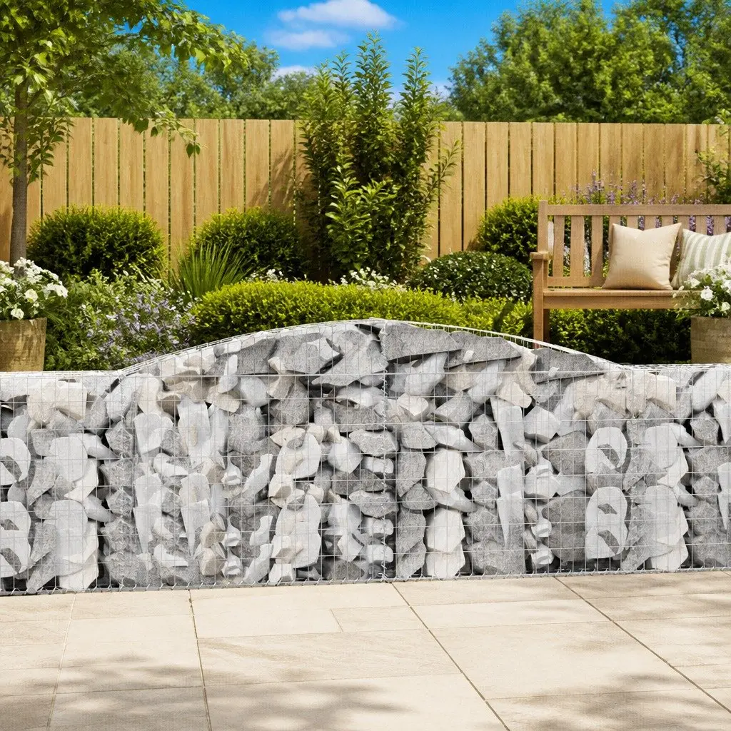 Arched Gabion Baskets 3 pcs 400x30x80/100 cm Garden Retaining Wall Decorative