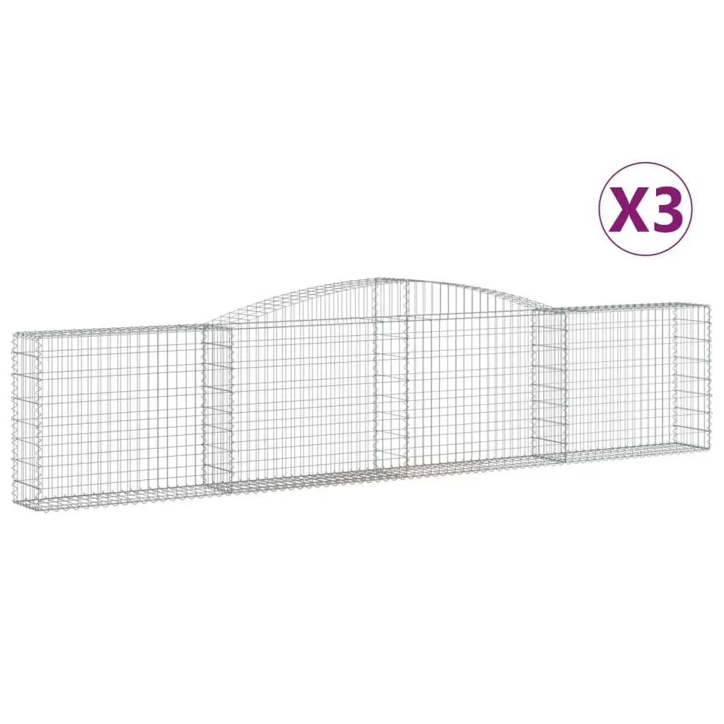 Arched Gabion Baskets 3 pcs 400x30x80/100 cm Garden Retaining Wall Decorative