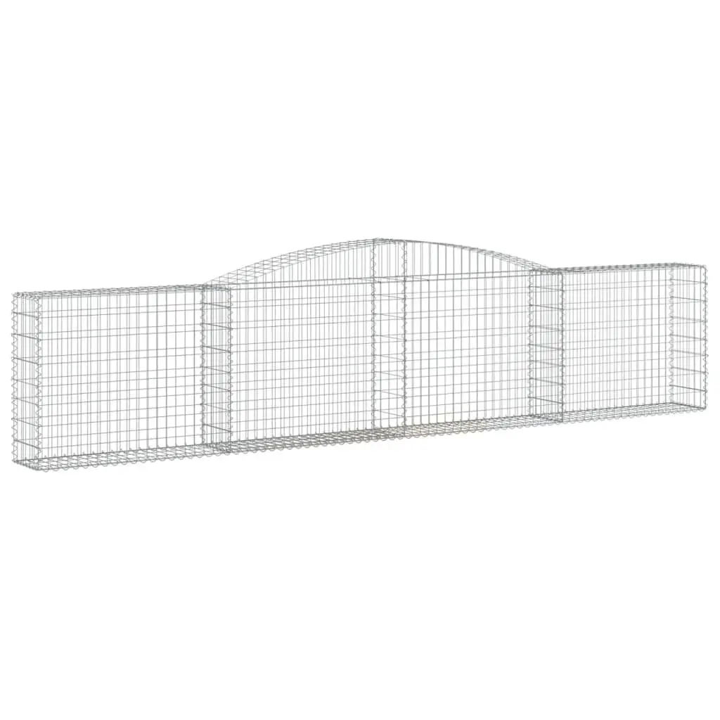 Gabion Baskets Arched Galvanised Iron 400 x 30 x 80/100 cm Silver 4 Piece Garden Barrier Retaining Wall Decorative Outdoor