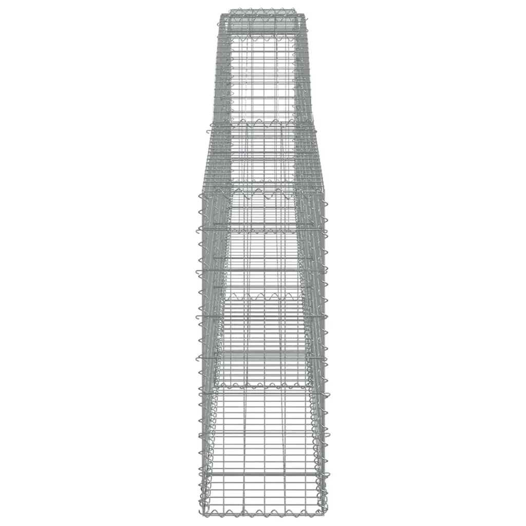 Gabion Baskets Arched Galvanised Iron 400 x 30 x 80/100 cm Silver 4 Piece Garden Barrier Retaining Wall Decorative Outdoor