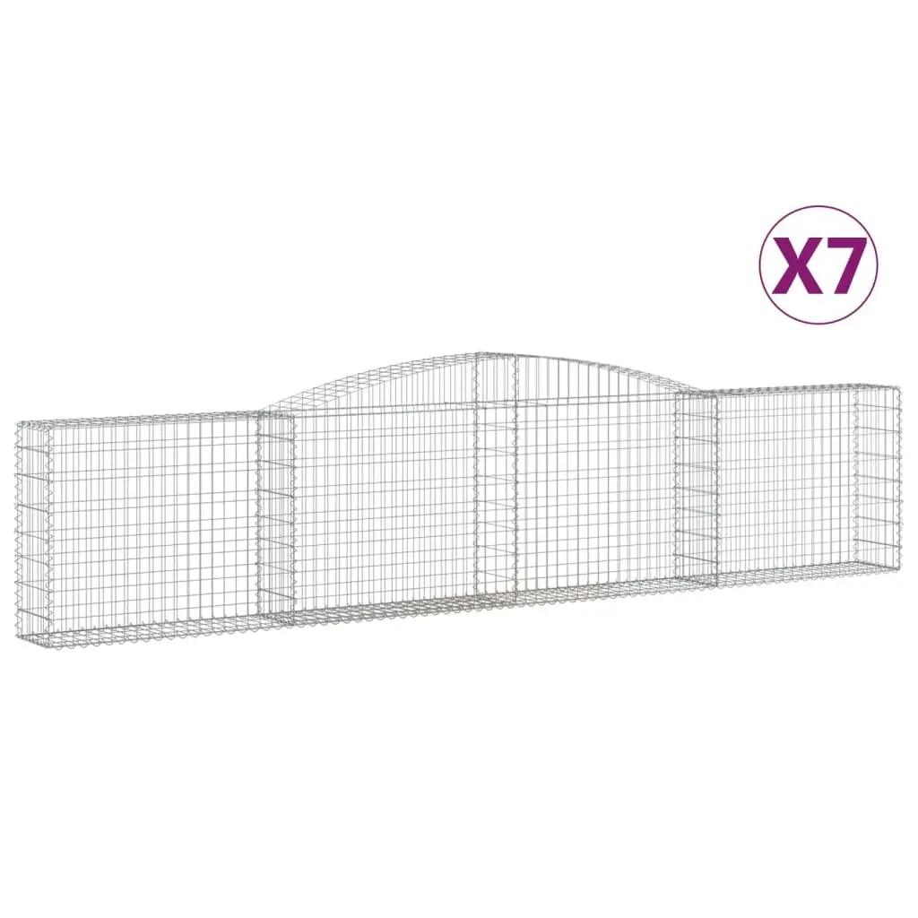 Arched Gabion Baskets Galvanised Iron 400x30x80/100 cm Silver