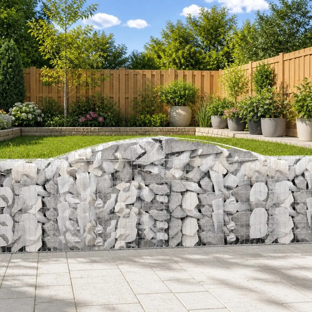 Arched Gabion Baskets Galvanised Iron 400x30x100120 cm Silver