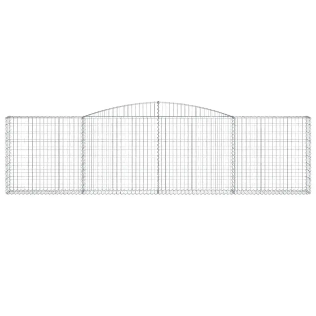Arched Gabion Baskets Galvanised Iron 400 x 30 x 100120 cm Silver 6 Piece Garden Barrier Retaining Wall Outdoor Decorative