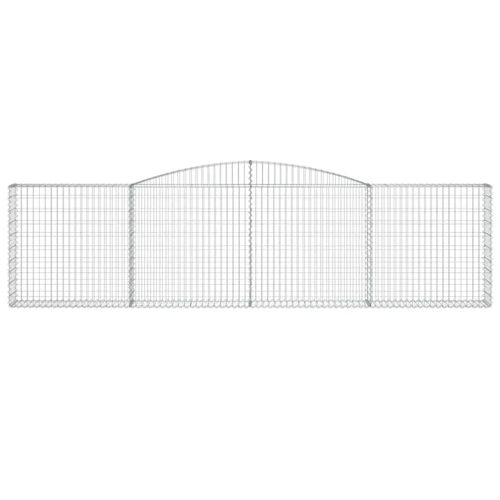 Gabion Baskets Set Arched Galvanised Iron 400 x 30 x 100120 cm Silver 7 Piece