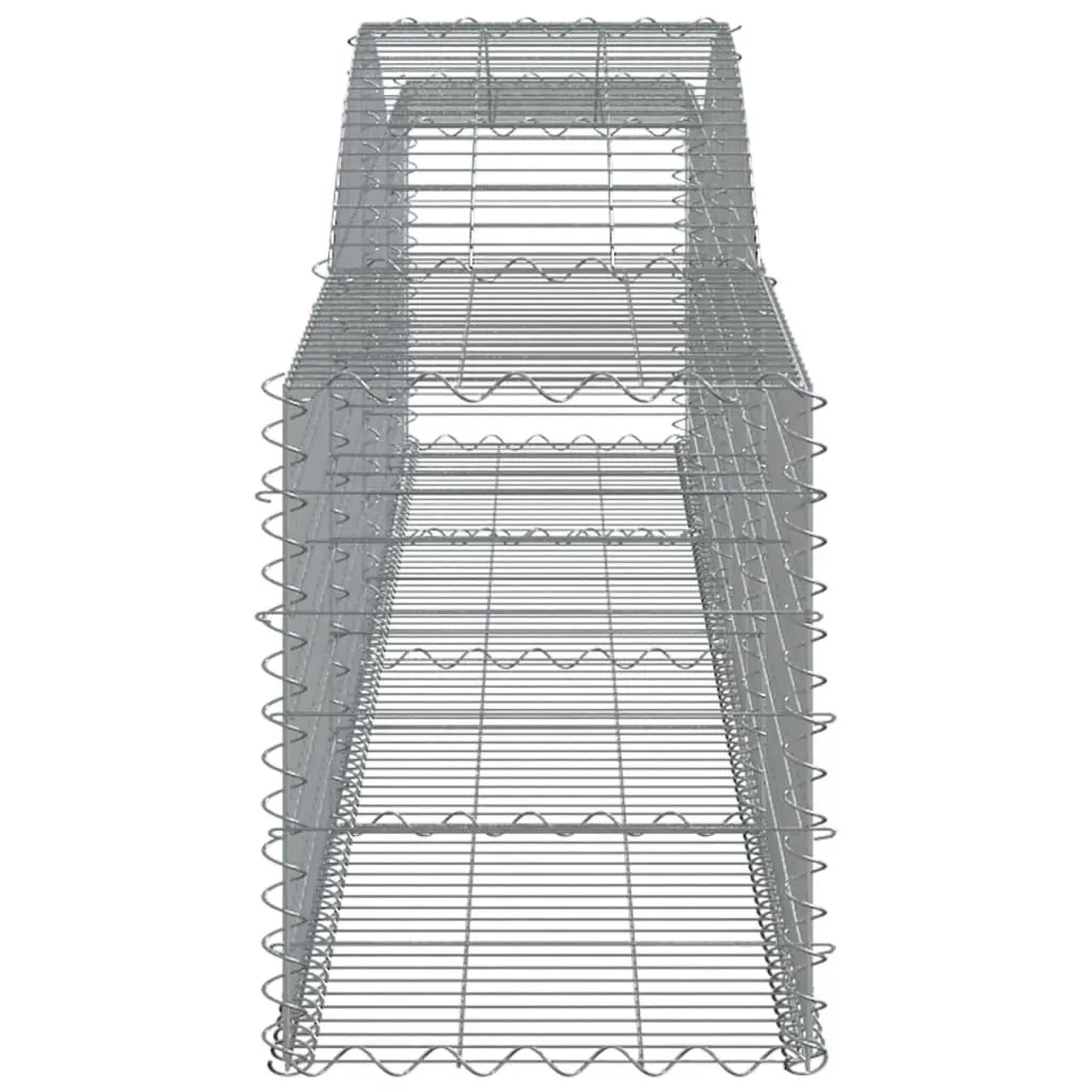 Arched Gabion Baskets Galvanised Iron 400x50x60/80 cm Silver 2 Piece Garden Barrier Retaining Wall Decorative Outdoor