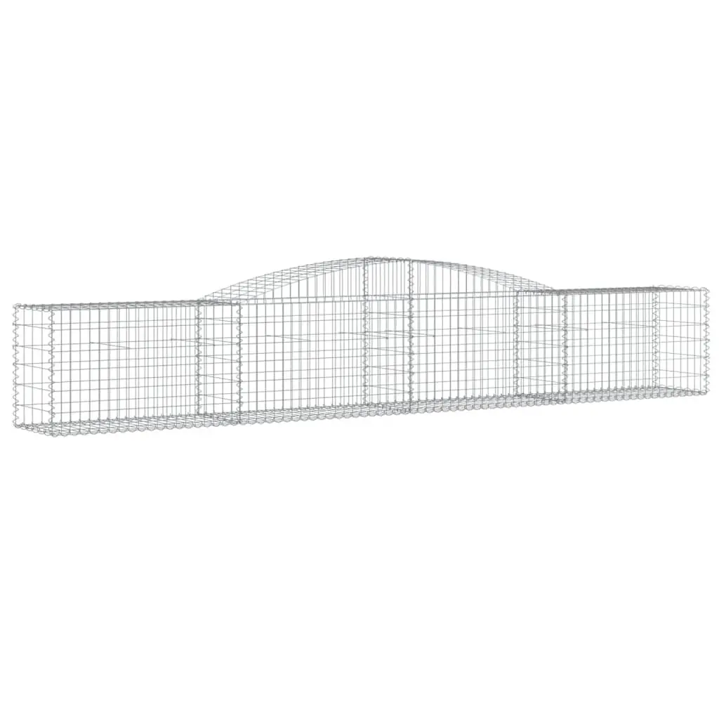Arched Gabion Baskets Decorative Garden Barrier Set of 3 Silver Galvanised Iron Outdoor Retaining Wall Sound Insulating 400x50x60/80cm