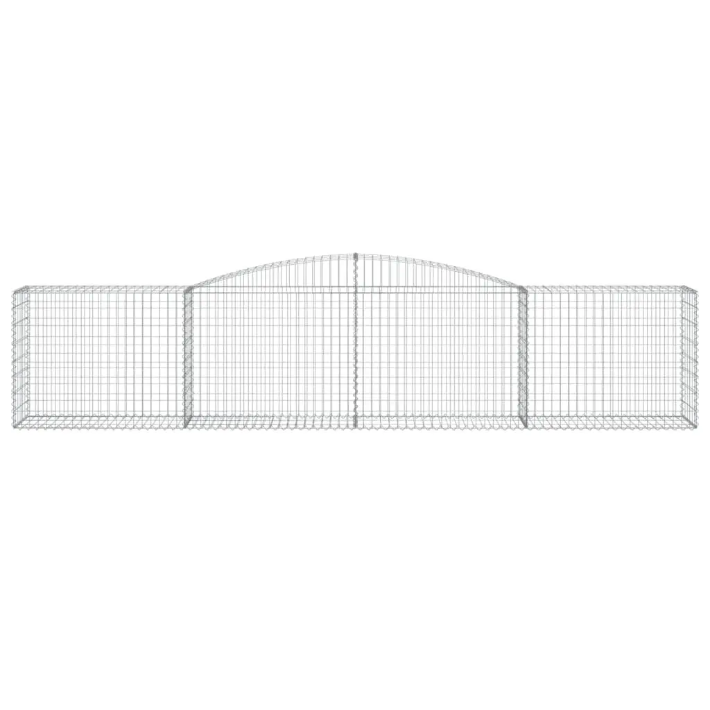 Arched Garden Baskets 2 Piece Decorative Barrier Galvanised Iron Silver 400x50x80/100cm Outdoor Retaining Wall